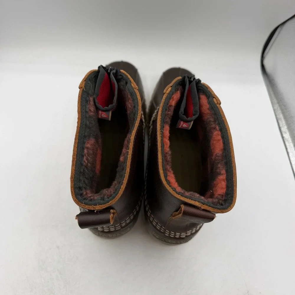 LL Bean Duck Boots Mens Sz 11 M Brown Insulated Fleece Lined Winter Front Zip